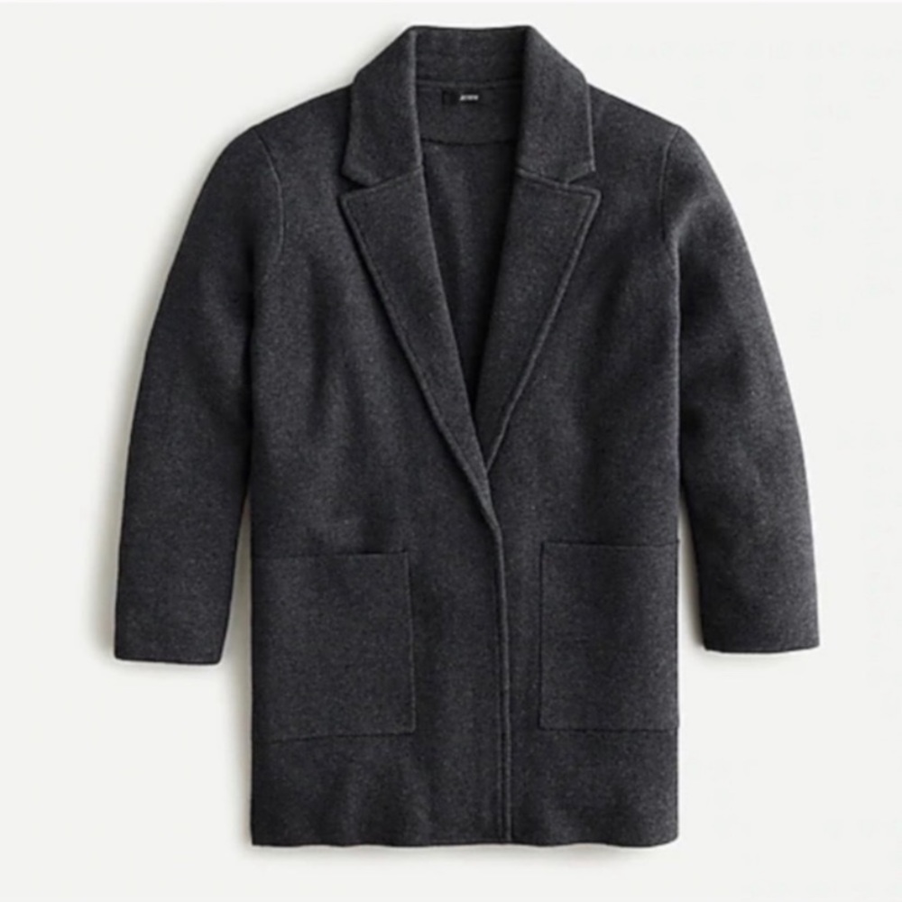 J CREW Sophie Open Front Sweater Blazer Style J0244 Charcoal Gray Size Medium